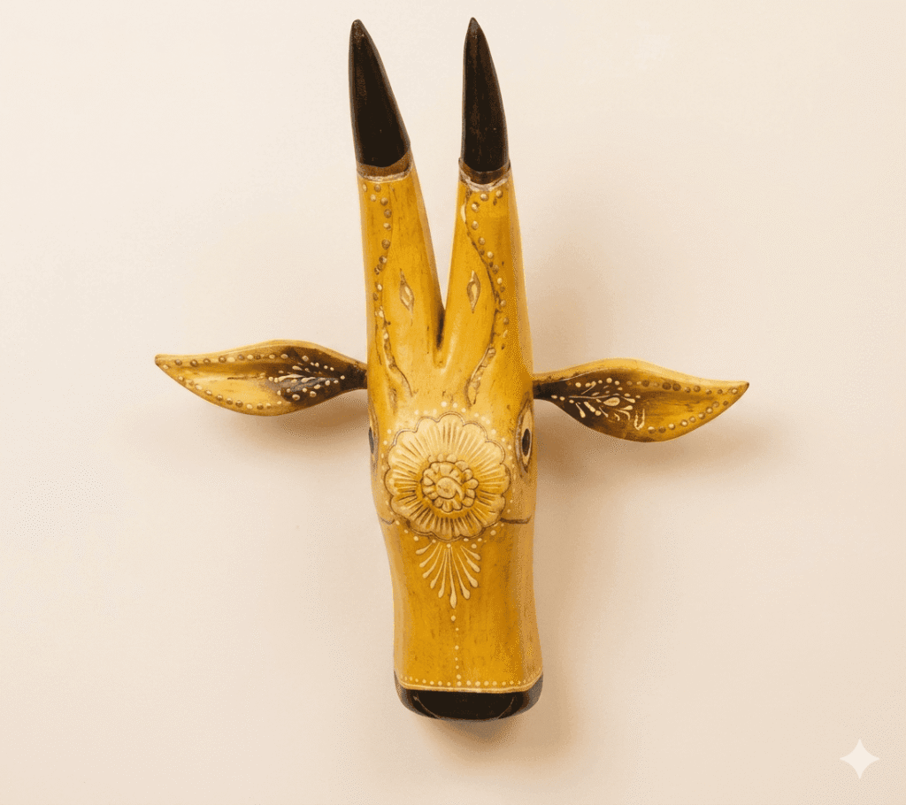Rustic Tribal Handcrafted Wooden Bull Mask Decor